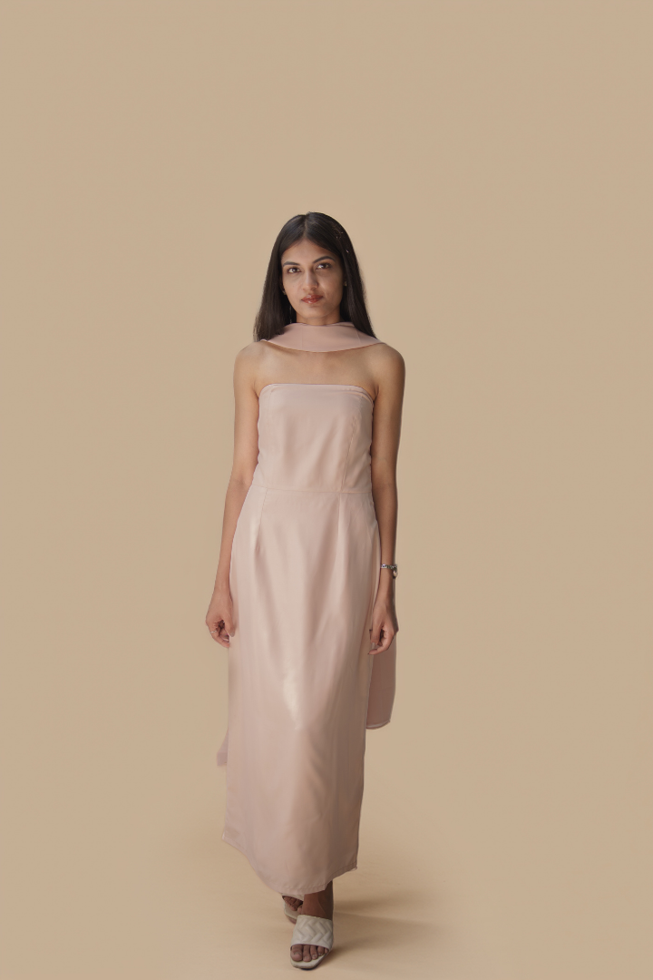 Pale Blush Straight Tube with Georgette Dupatta