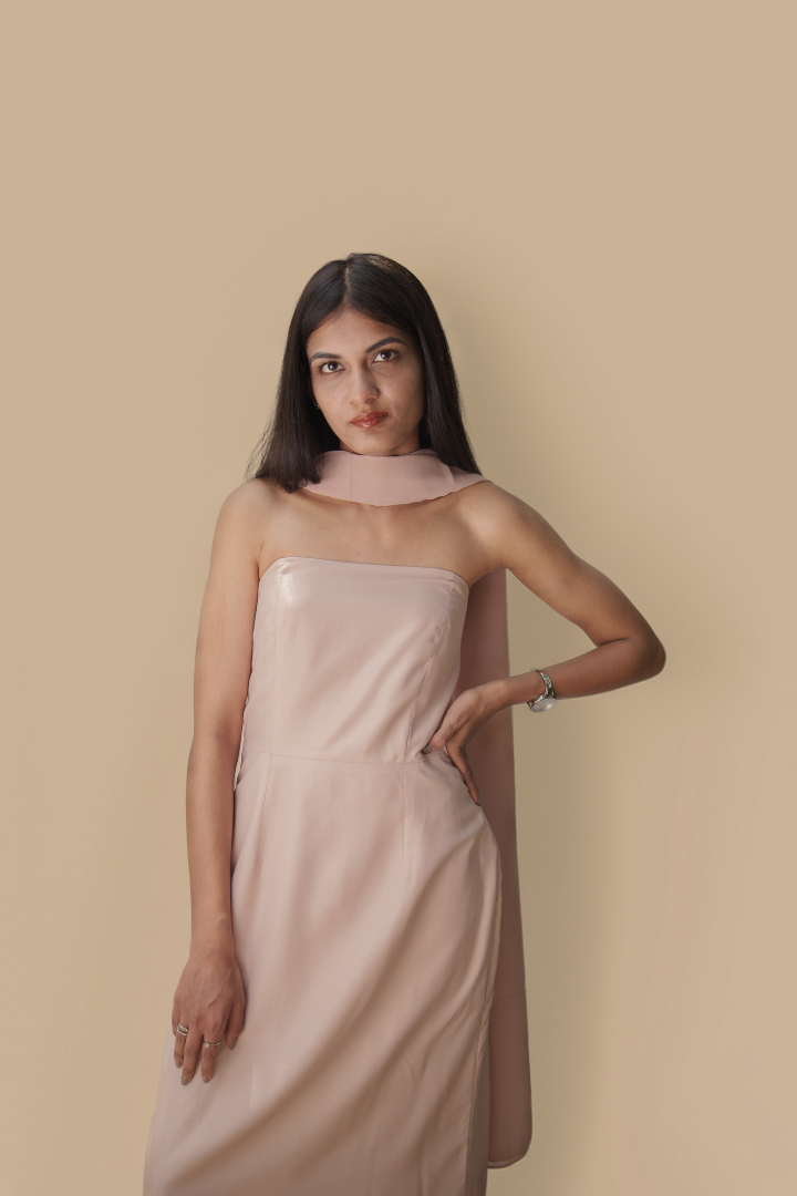 Pale Blush Straight Tube with Georgette Dupatta