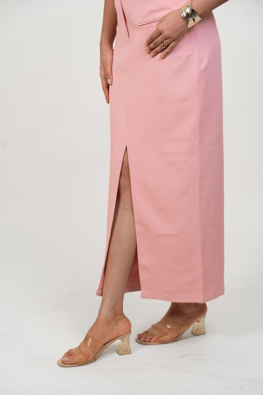 Peach Pink Slit Skirt